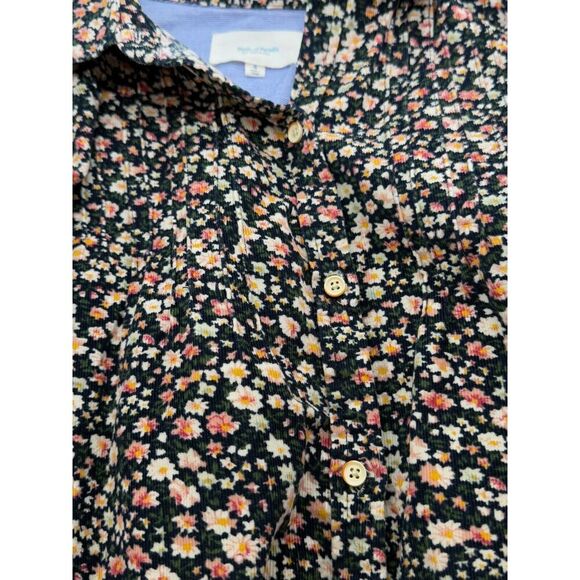 Trovata Birds of Paradis Button Up Shirt Roll Tab Sleeves Size S Cotton Corduroy - Picture 10 of 13